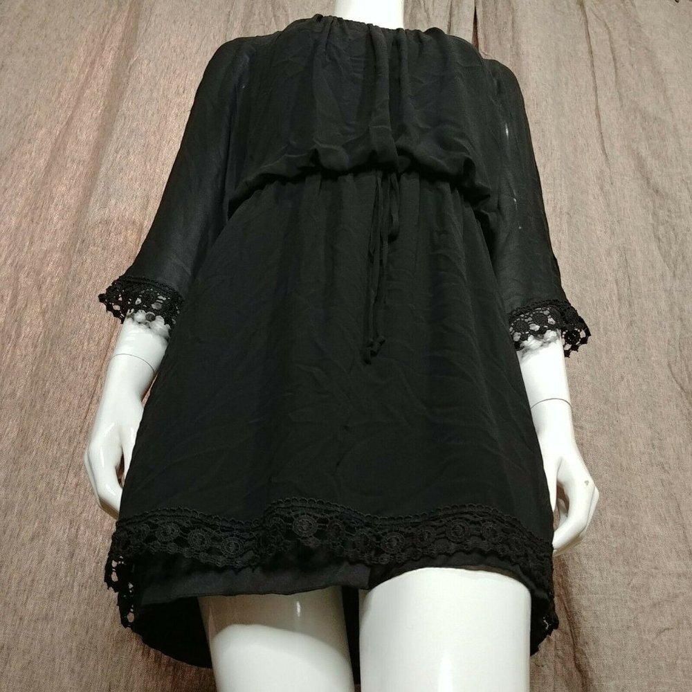 Jodi Kristopher Black Boho Style Dress Size Large - Picture 8 of 10